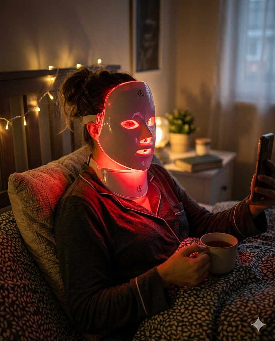 UGC photo 1 — customer wearing mask at home